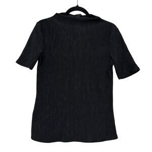 Halogen‎ Mock Neck Black Ribbed Womens Stretch Top Size Medium